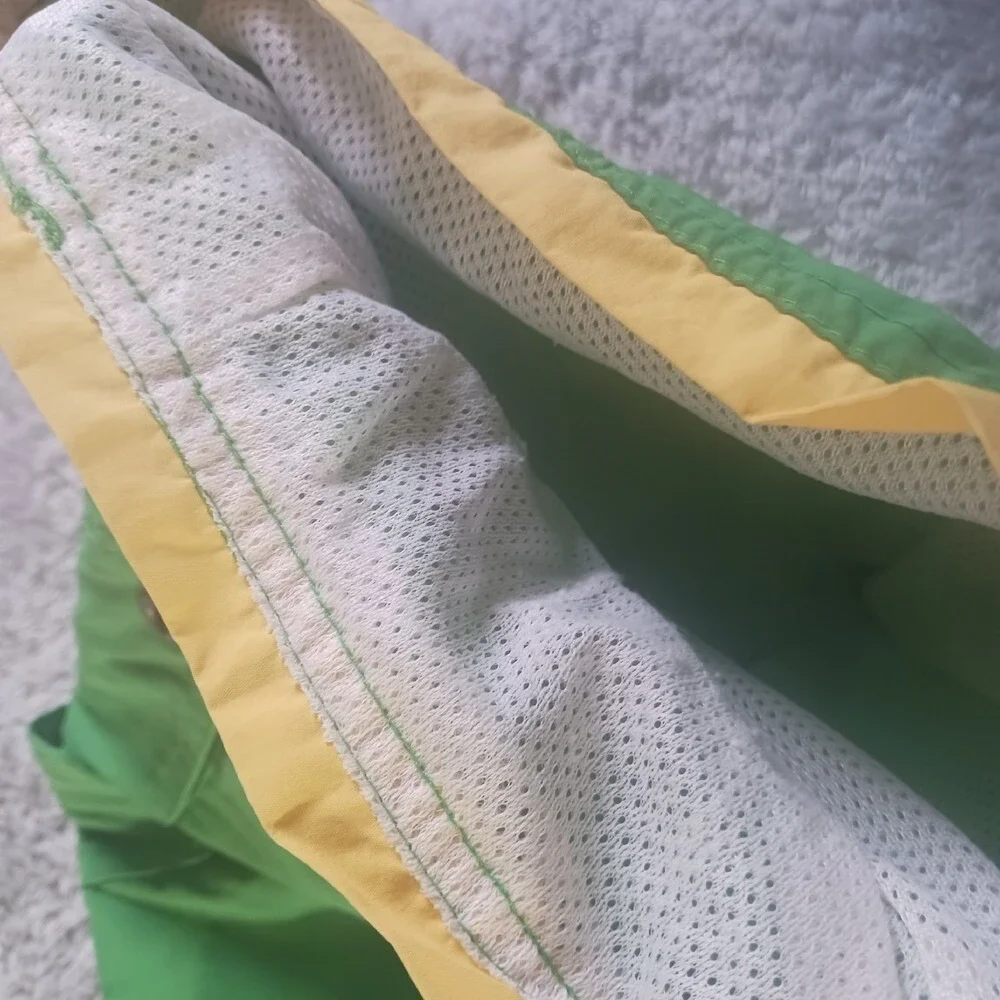 U.S. Polo Assn Green Yellow Striped Cargo Board Shorts Swim‎ Trunks Mens L